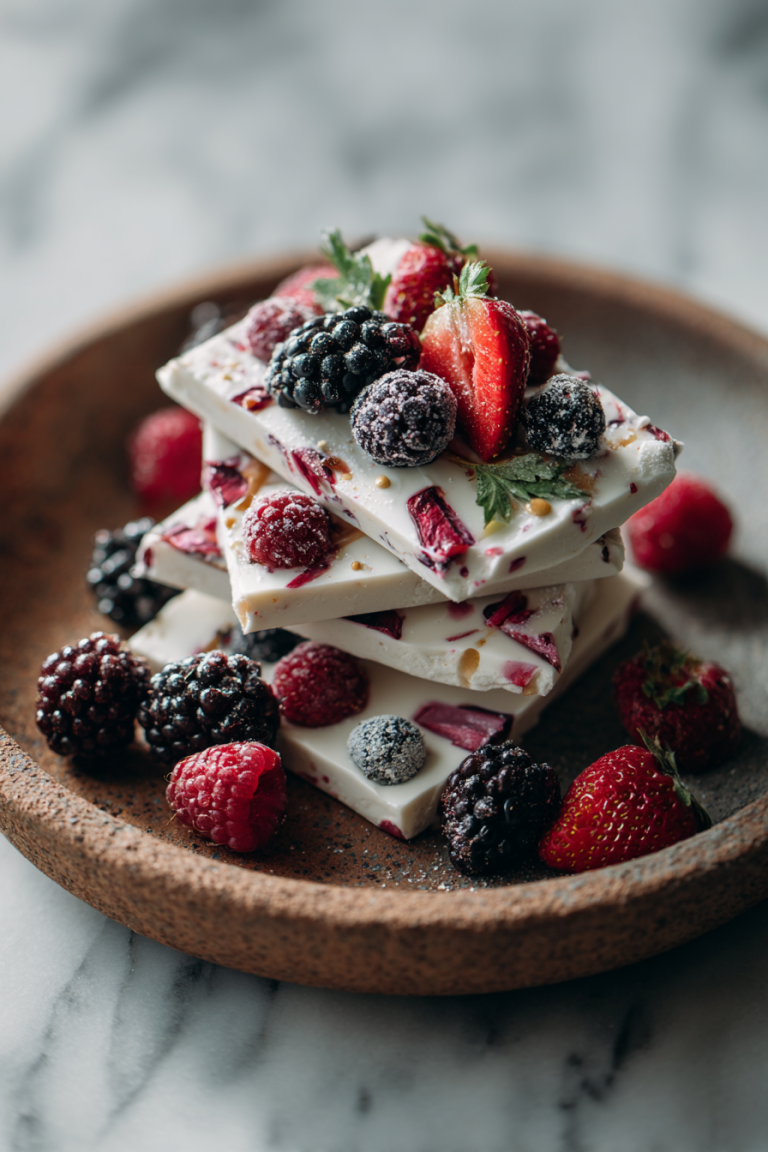 Berry Honey Frozen Yogurt Bark