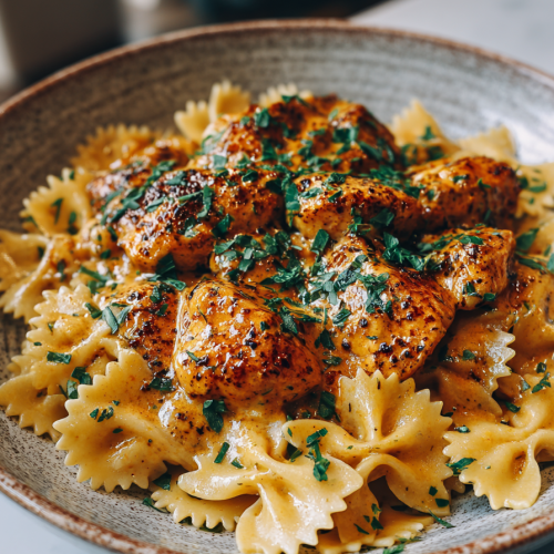 Bowtie Dinner with Cajun Chicken Sauce