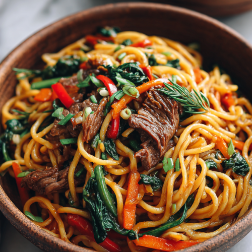 Cajun Beef Pasta with Veggies
