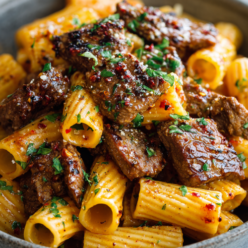 Cajun Garlic Beef Rigatoni