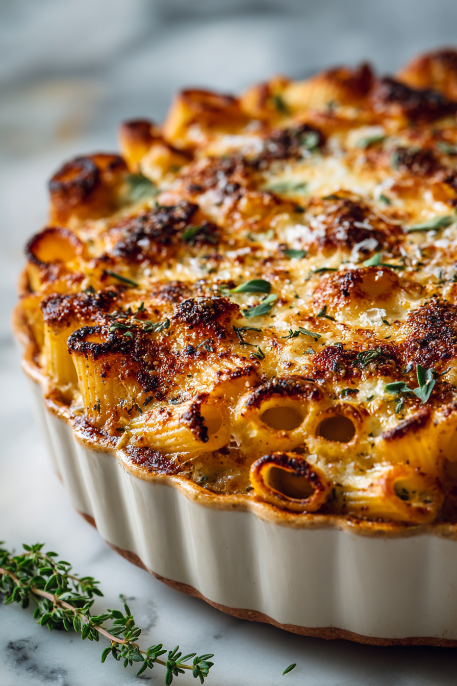 Cajun Steak Rigatoni Parmesan Bake