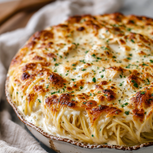Cheesy Chicken Alfredo Spaghetti