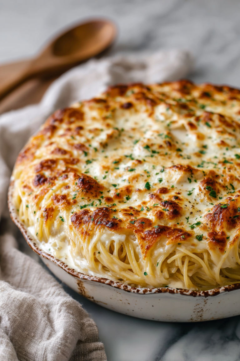 Cheesy Chicken Alfredo Spaghetti
