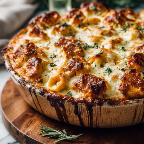 Cheesy Chicken Tortellini Bake for Two