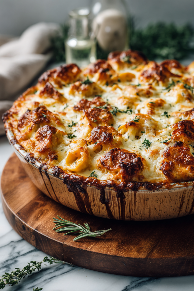 Cheesy Chicken Tortellini Bake for Two