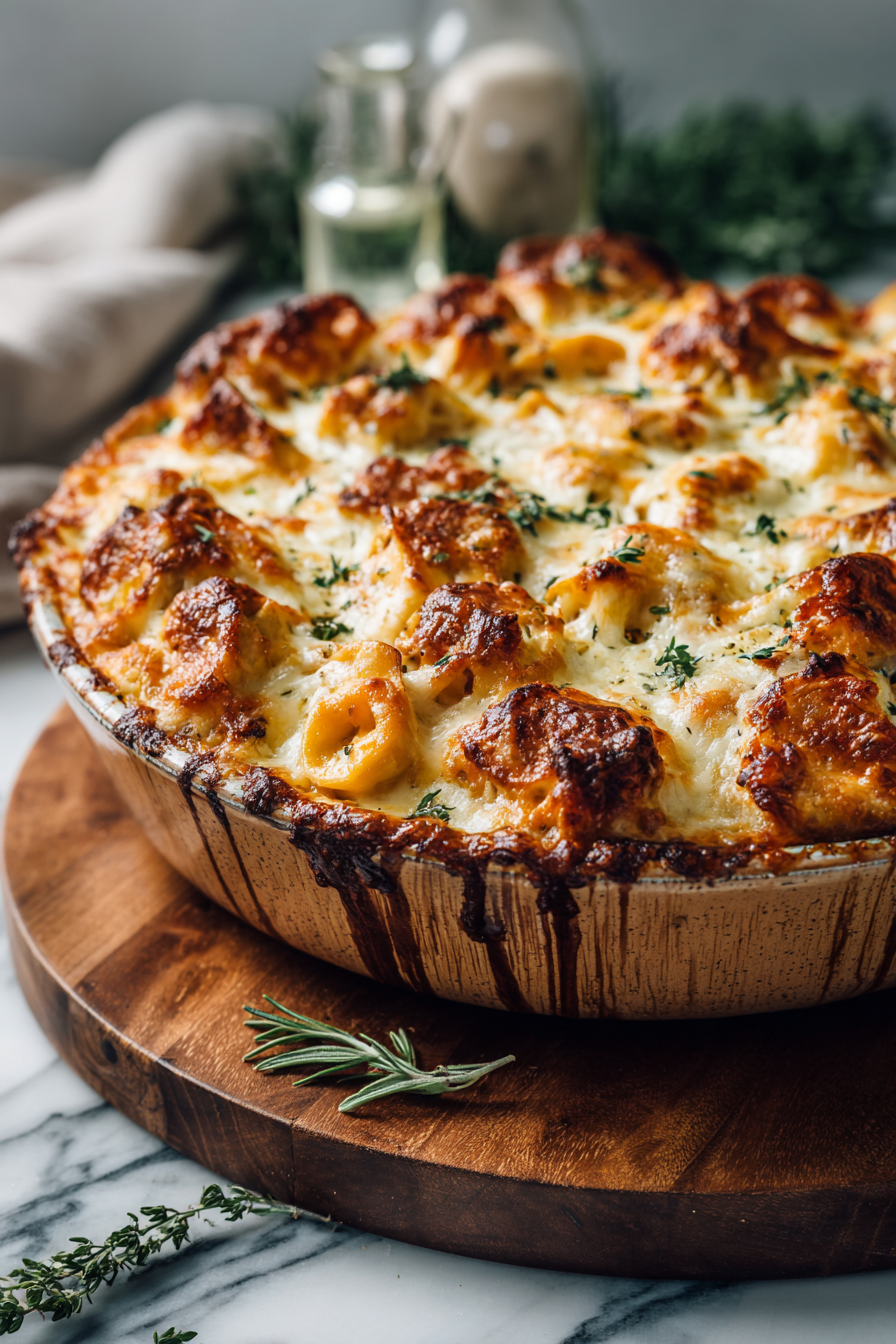 Cheesy Chicken Tortellini Bake for Two