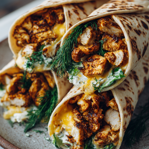 Cheesy Garlic Chicken Chicken Wraps