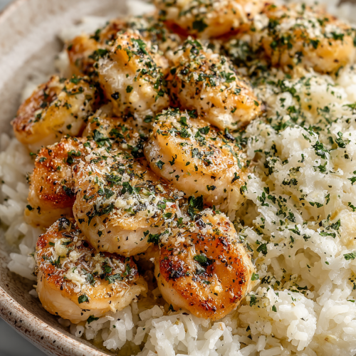 Chicken Scampi with Garlic Parmesan Rice