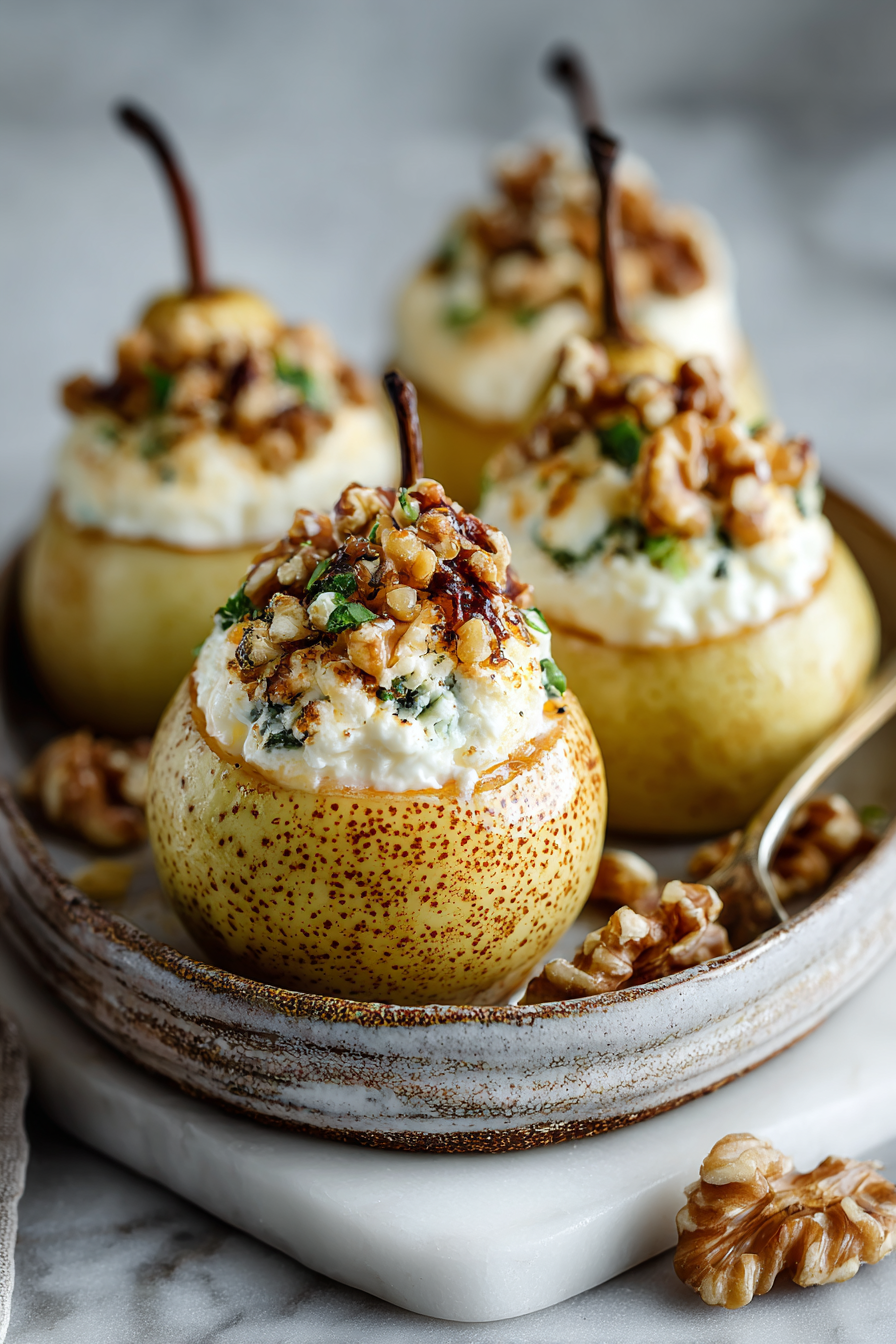 Creamy Baked Pears with Walnuts
