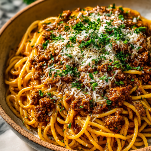 Creamy Cajun Beef Spaghetti
