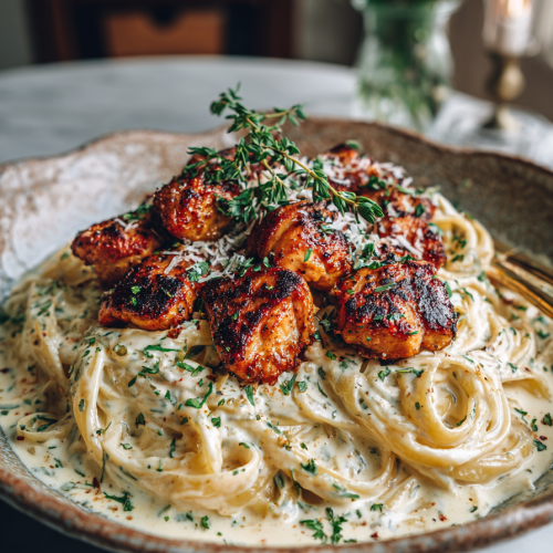 Creamy Cajun Chicken Alfredo Dinner