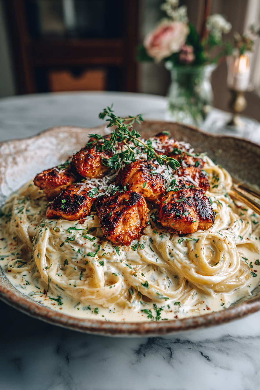 Creamy Cajun Chicken Alfredo Dinner