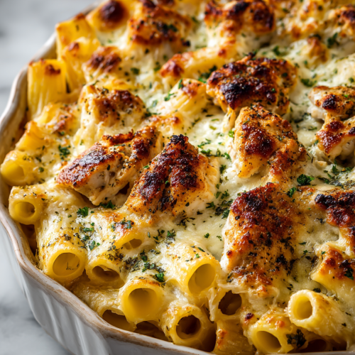 Creamy Cajun Chicken Rigatoni Bake