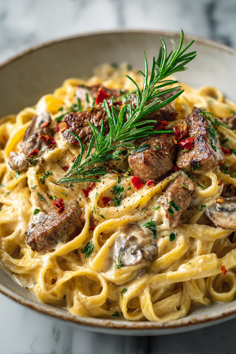 Creamy Cajun Steak Fettuccine Alfredo Recipe