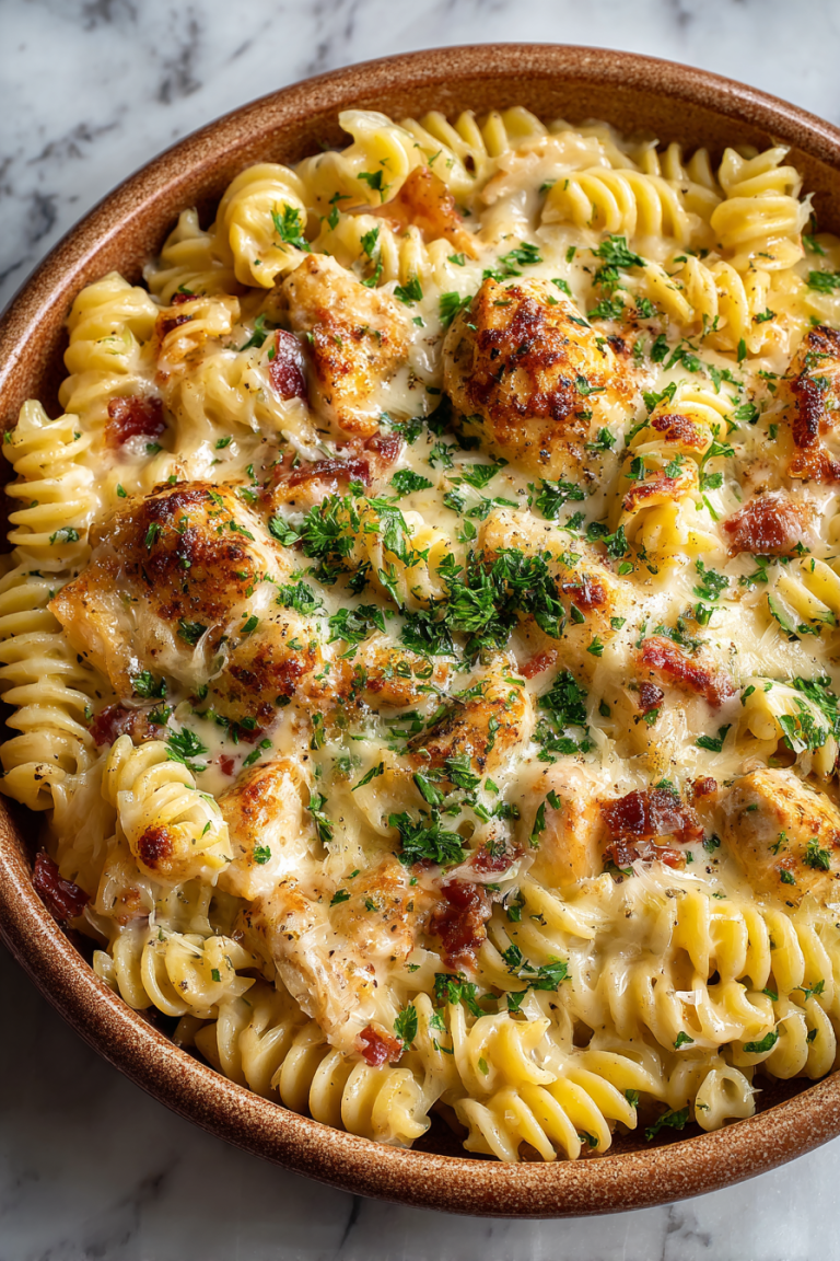 Creamy Chicken Rotini with Mozzarella Sauce