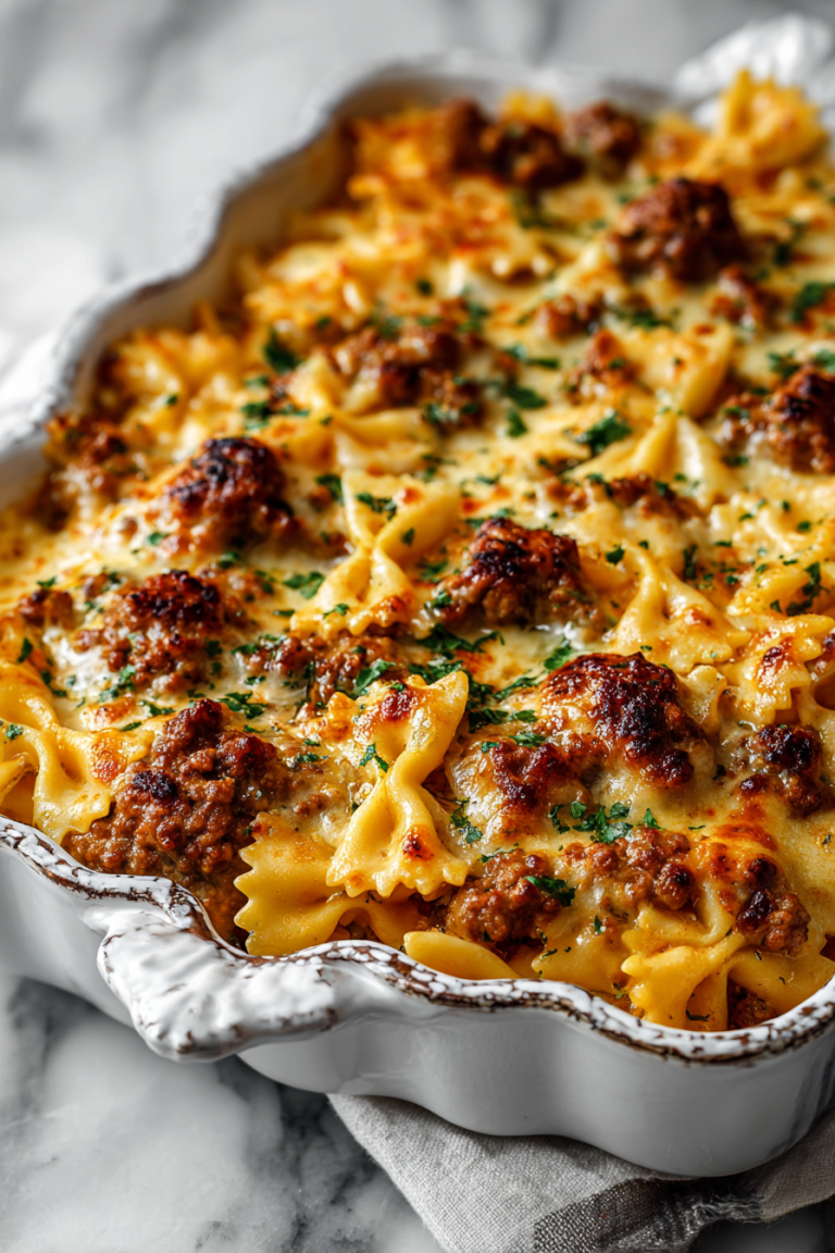 Creamy Ground Beef Bowtie Dinner Bake