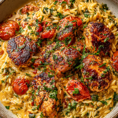 Creamy Mediterranean Chicken and Orzo