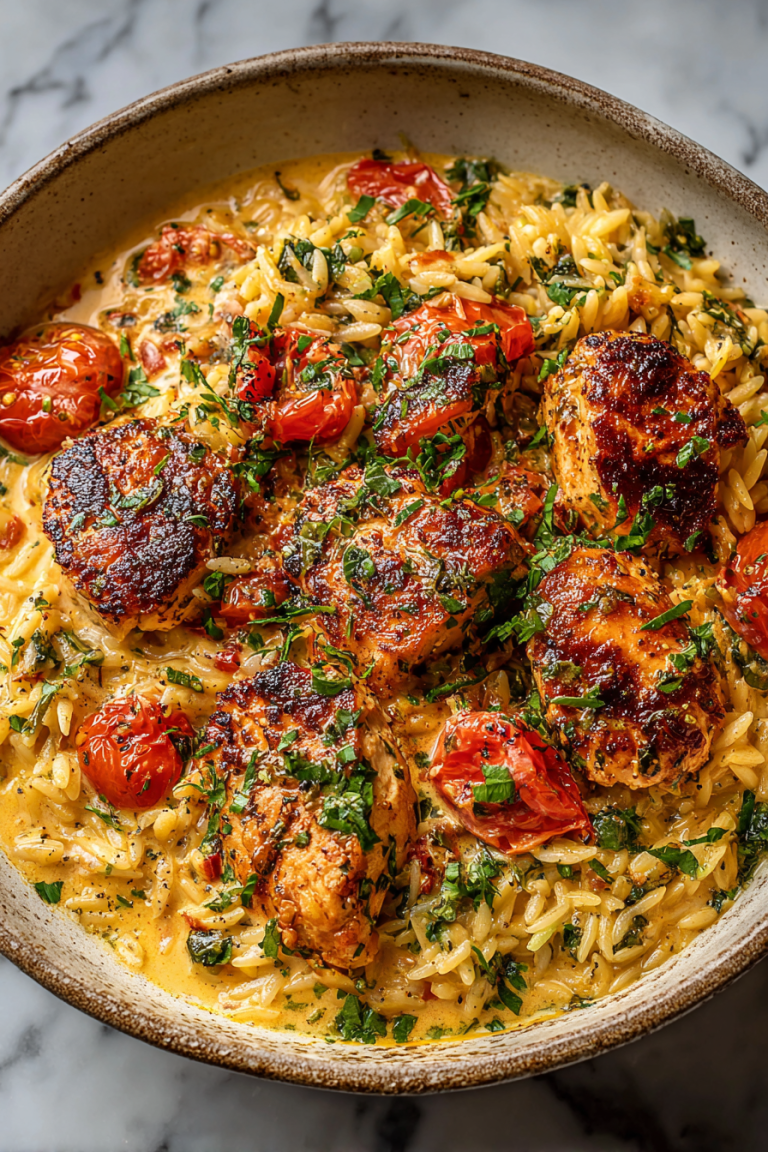 Creamy Mediterranean Chicken and Orzo
