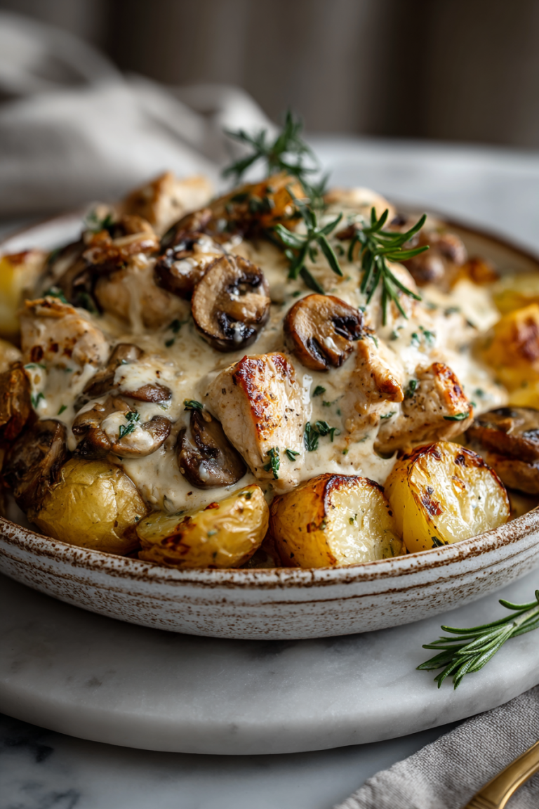 Creamy Mushroom Chicken Hot Honey Potatoes