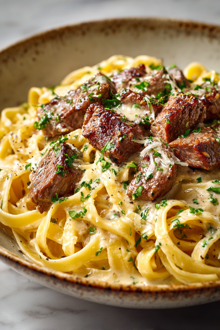 Creamy Parmesan Beef Fettuccine