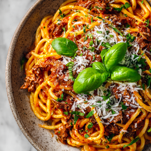 Creamy Velveeta Italian Beef Spaghetti