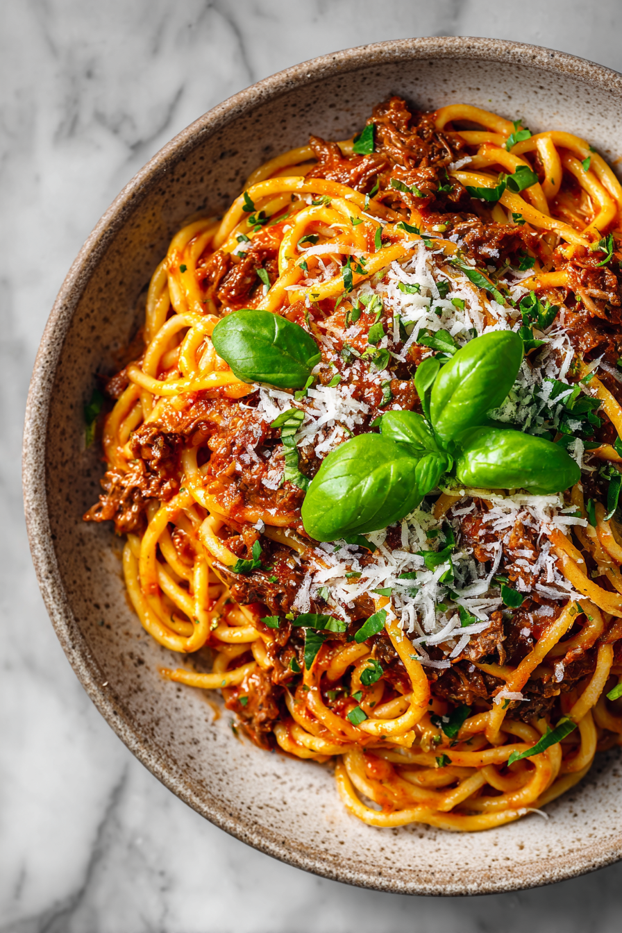 Creamy Velveeta Italian Beef Spaghetti