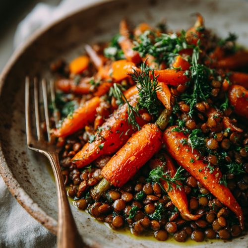 Easy Lentil Dinner with Carrots