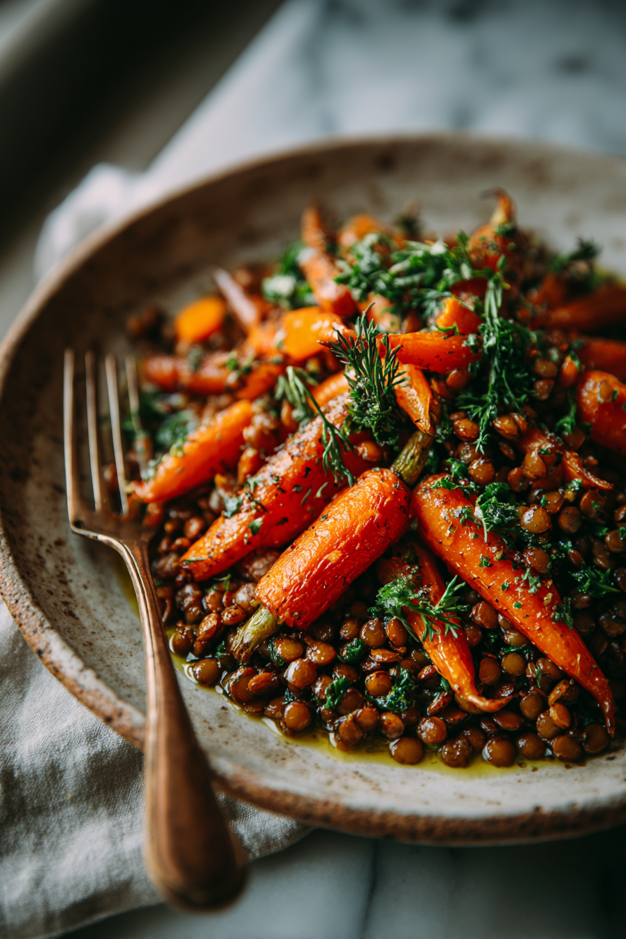 Easy Lentil Dinner with Carrots