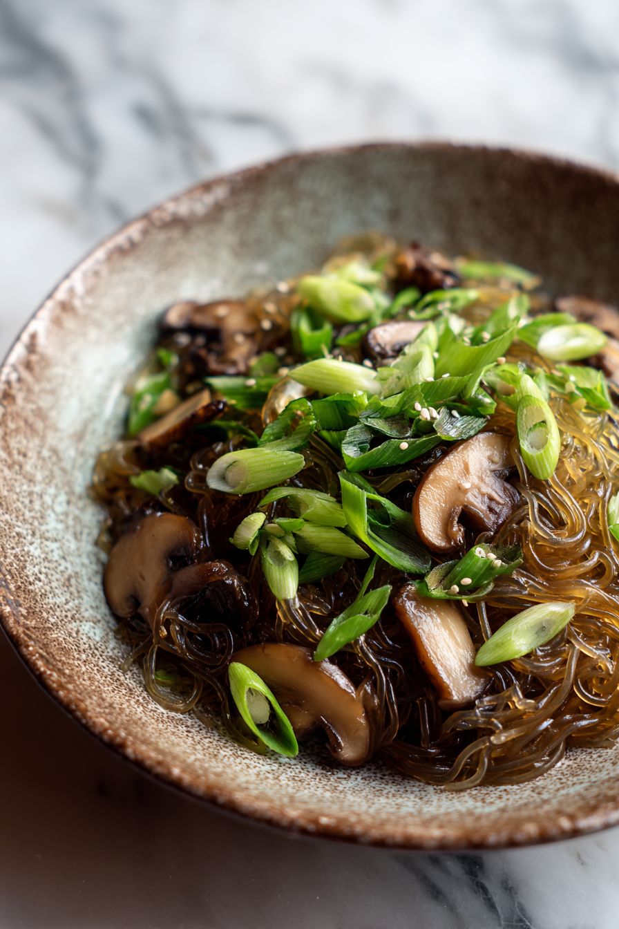 Easy One-Pot Glass Noodles with Braised Mushrooms