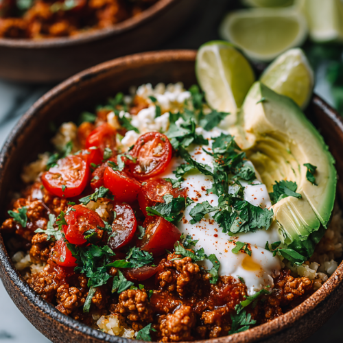 Easy Turkey Taco Bowls with Cauliflower Rice