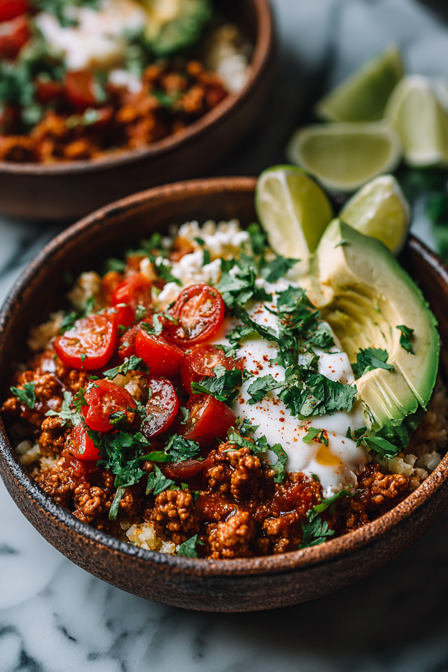 Easy Turkey Taco Bowls with Cauliflower Rice