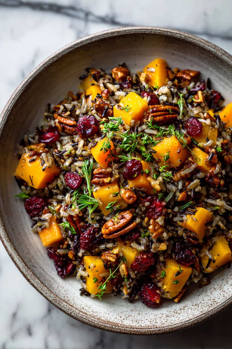 Easy Wild Rice with Butternut Squash and Cranberries