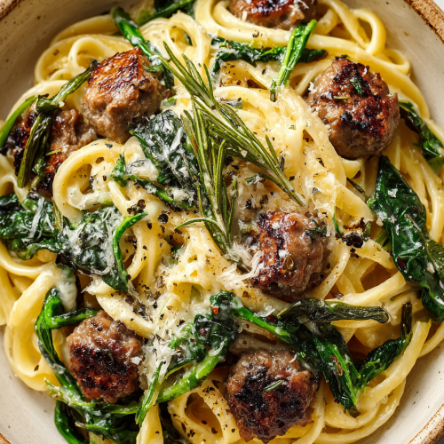 Garlic Butter Beef Sausage Linguine