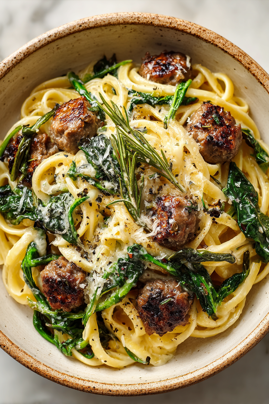 Garlic Butter Beef Sausage Linguine