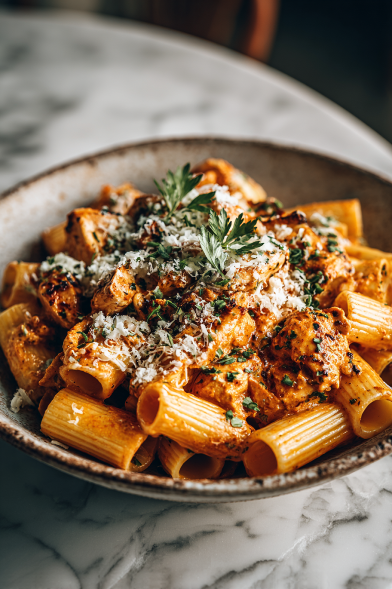 Garlic Butter Chicken Parmesan Rigatoni
