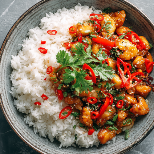 Garlic Chicken Stir Fry with Rice