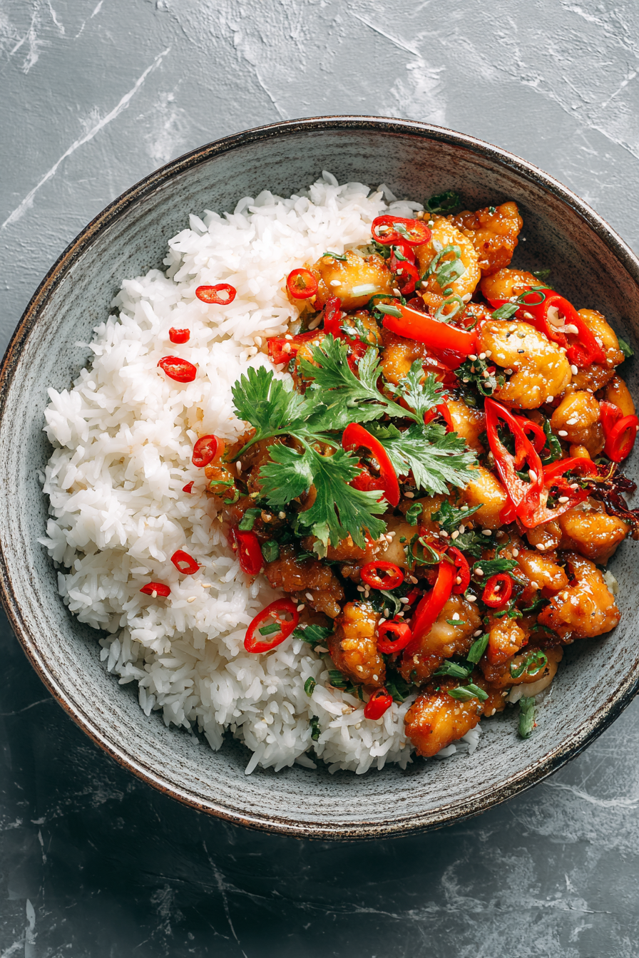 Garlic Chicken Stir Fry with Rice