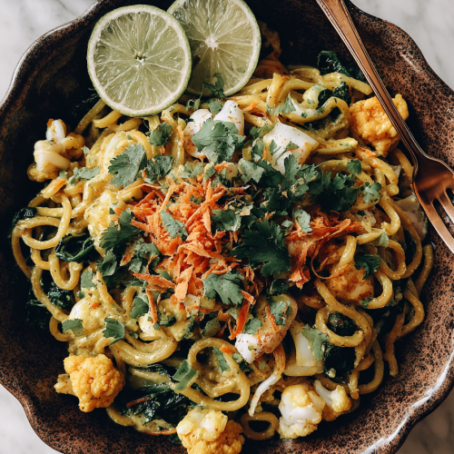 Golden Coconut Noodle Dinner Delight