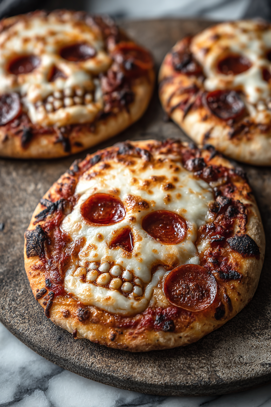 Halloween Pizza Skulls