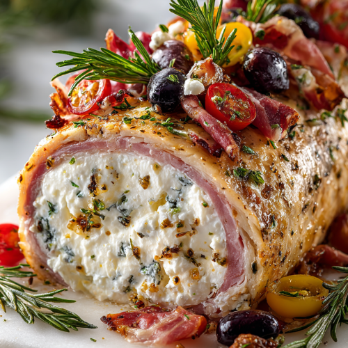 Holiday Antipasto Cream Cheese Log