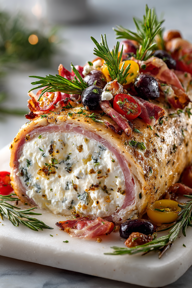 Holiday Antipasto Cream Cheese Log