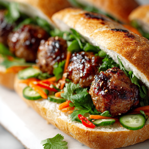Korean BBQ Meatball Banh Mi Subs