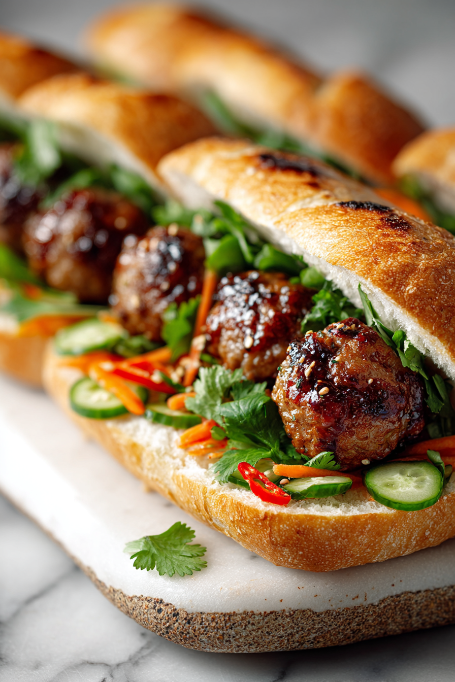 Korean BBQ Meatball Banh Mi Subs