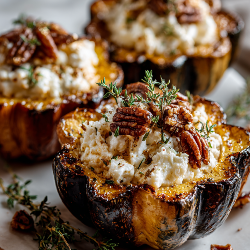 Maple Pecan Goat Cheese Acorn Squash