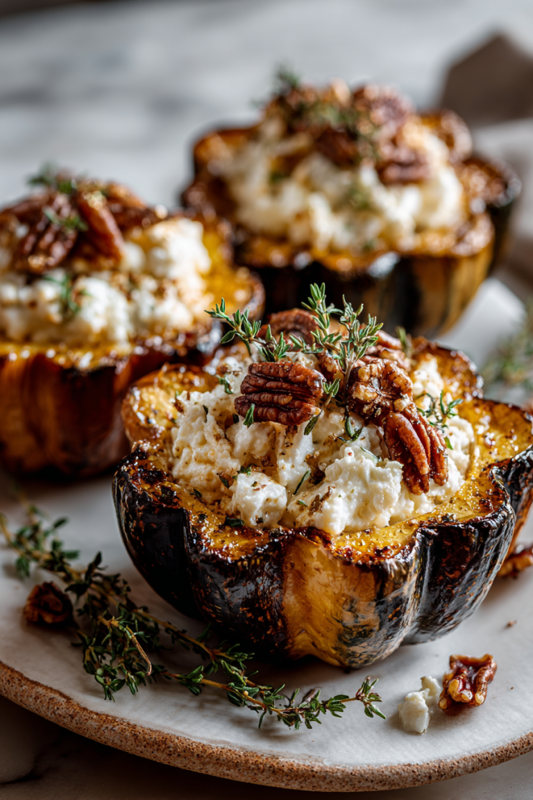 Maple Pecan Goat Cheese Acorn Squash