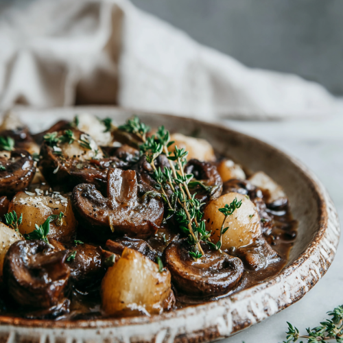 Mushroom Dinner with Sherry in the Slow Cooker