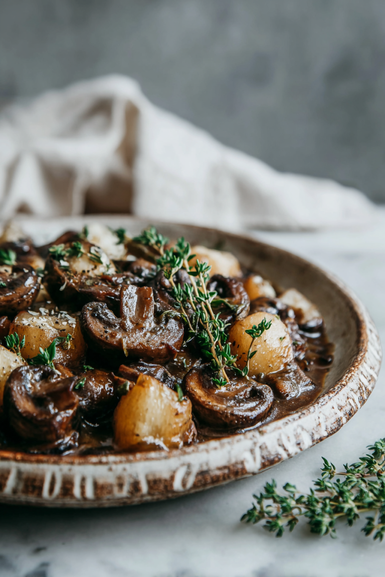 Mushroom Dinner with Sherry in the Slow Cooker