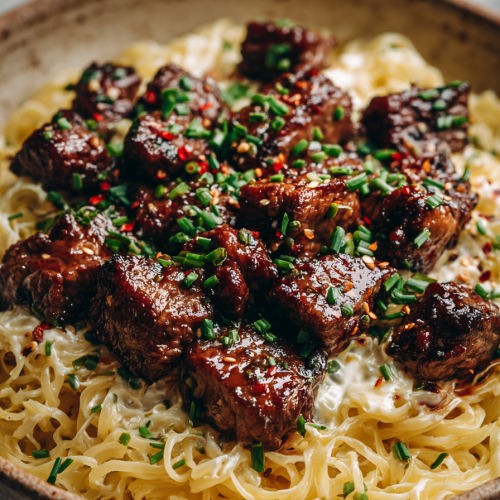 One Pan Cheesy Garlic Steak Bites