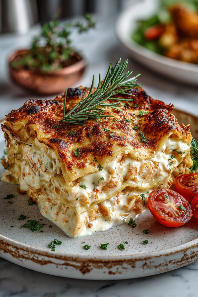 Seafood Lasagna with Creamy Cheese Sauce