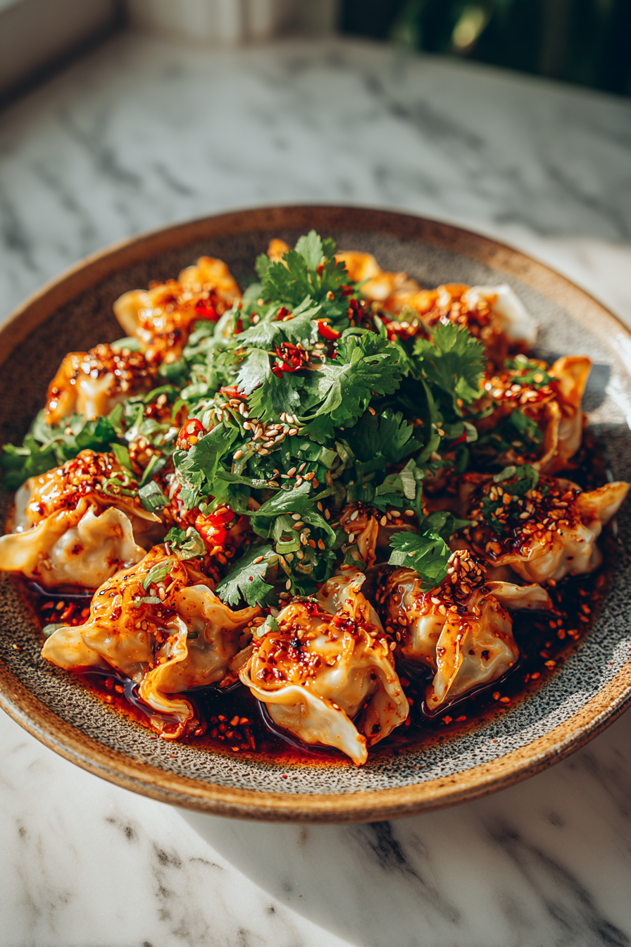 Spicy Wontons in Chilli Sauce